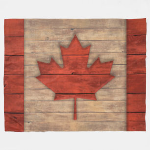 Vintage Flag of Canada Distressed Wood Design Fleece Blanket