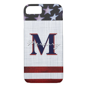 Vintage Flag Patriotic July 4th Custom Monogram 2 iPhone 8/7 Case