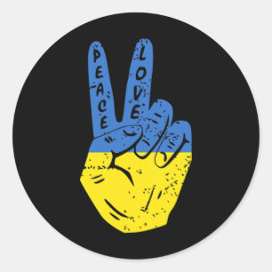 Vintage Flag Peace For Ukraine Peace Hand Classic Round Sticker