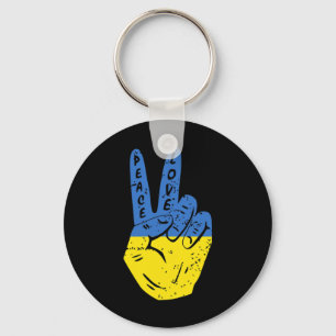 Vintage Flag Peace For Ukraine Peace Hand Key Ring