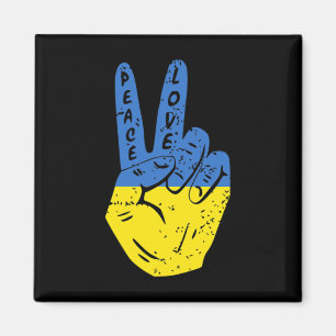 Vintage Flag Peace For Ukraine Peace Hand Magnet