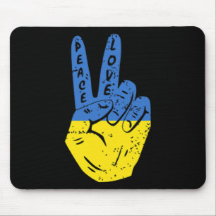 Vintage Flag Peace For Ukraine Peace Hand Mouse Mat
