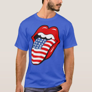 Vintage Flag Tongue and Lips USA Patriotic America T-Shirt