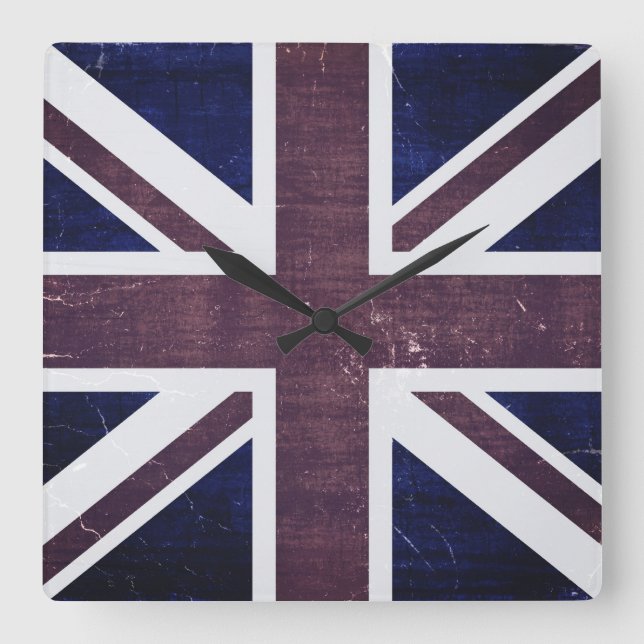 Vintage Flag United Kingdom 2 Square Wall Clock (Front)