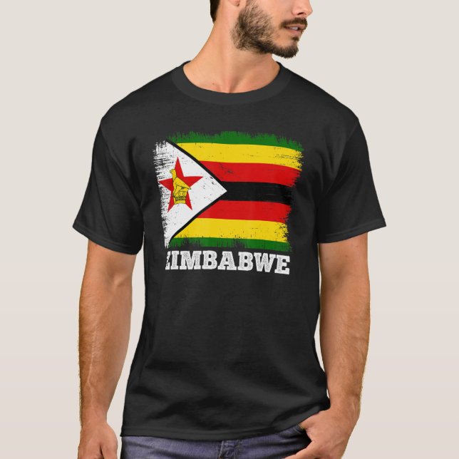 Vintage Flag Zimbabwe Retro Flag Zimbabwean T-Shirt (Front)
