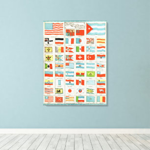 Vintage Flags Of All Nations Educational Poster Canvas Print
