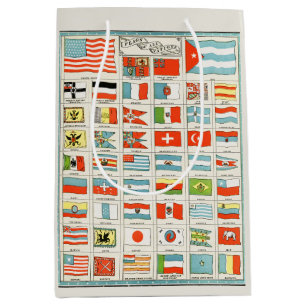 Vintage Flags Of All Nations Educational Poster Medium Gift Bag