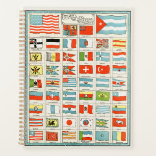 Vintage Flags Of All Nations Educational Poster Planner