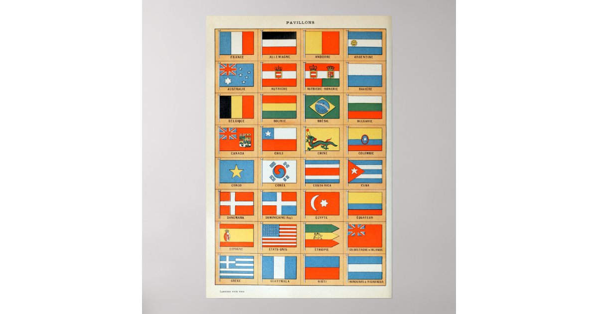 Vintage Flags of the World Poster | Zazzle