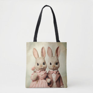 Vintage Flair Sweethearts - Enchanting Retro Rabbi Tote Bag