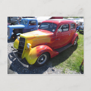 Vintage Flame Car Postcard