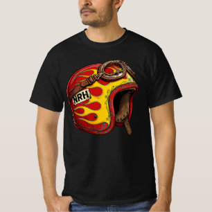 Vintage Flame Motorcycle Helmet Retro Biker Men's  T-Shirt