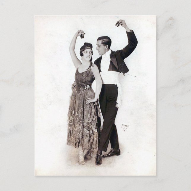 Vintage Flamenco Couple with Castanets Postcard (Front)