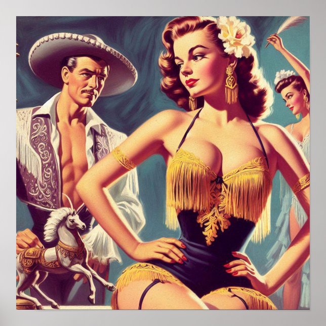 Vintage Flamenco Woman Poster (Front)