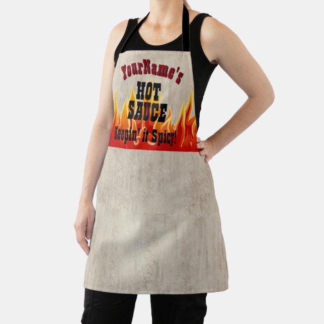 Vintage Flames Personalised Hot Sauce Chef Apron (Insitu)