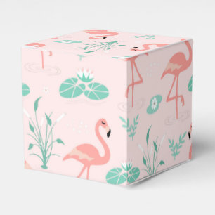 Vintage Flamingo and Water Lily Pattern Favour Box