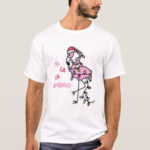 Vintage Flamingo Fa La Xmas Funny Women Santa Hat T-Shirt