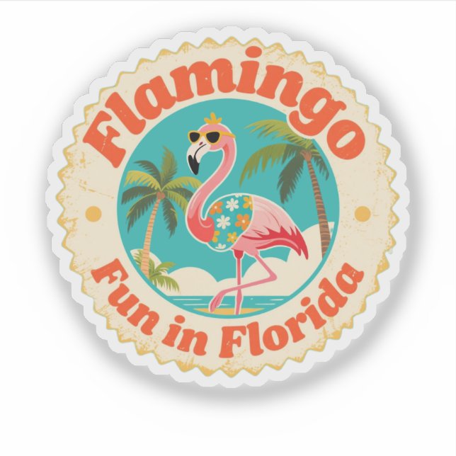 Vintage Flamingo Fun in Florida Beach (Front)
