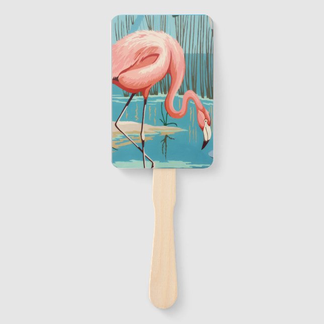 Vintage Flamingo Hand Fan (Front)