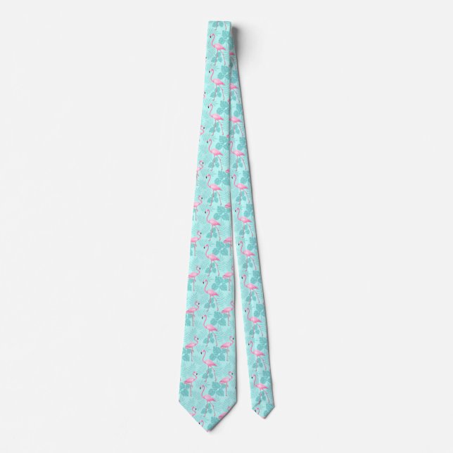 Vintage Flamingo Light Blue Tie (Front)