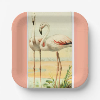 Vintage Flamingo Paper Plate
