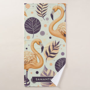 Vintage Flamingo Seamless Bath Towel