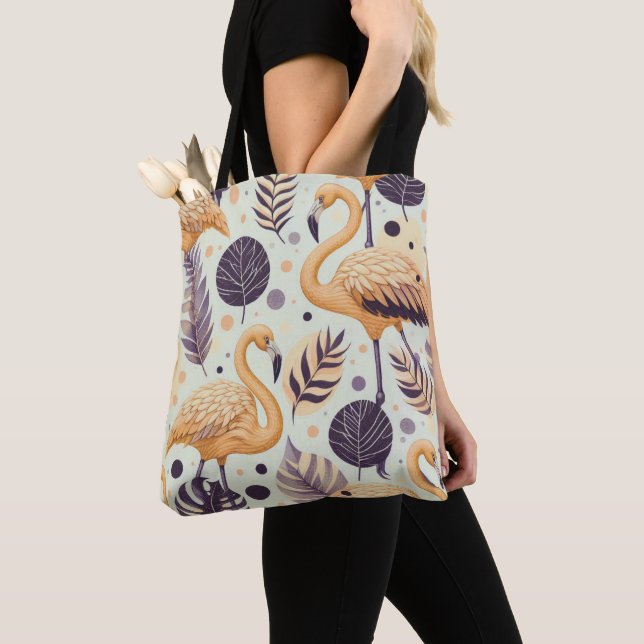 Vintage Flamingo Seamless Tote Bag (Close Up)