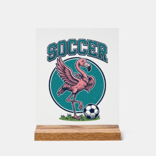 Vintage Flamingo Soccer Player Graphic Shirt_1 Acrylic Sign