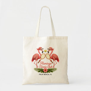 Vintage Flamingo Tennis Club Personalised Tote Bag