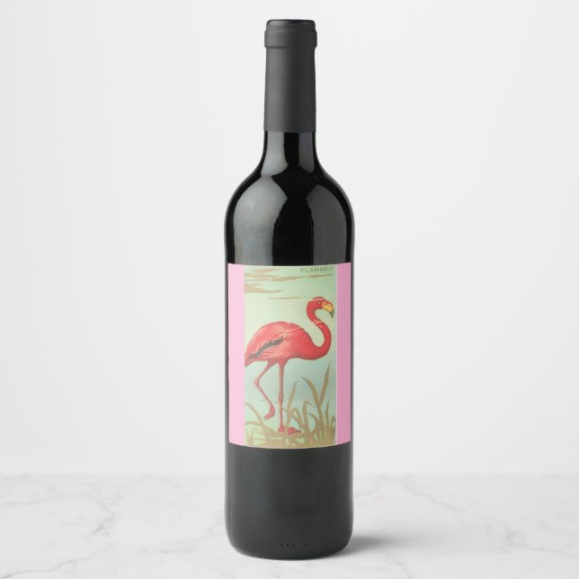 Vintage Flamingo Wine Label (Front)