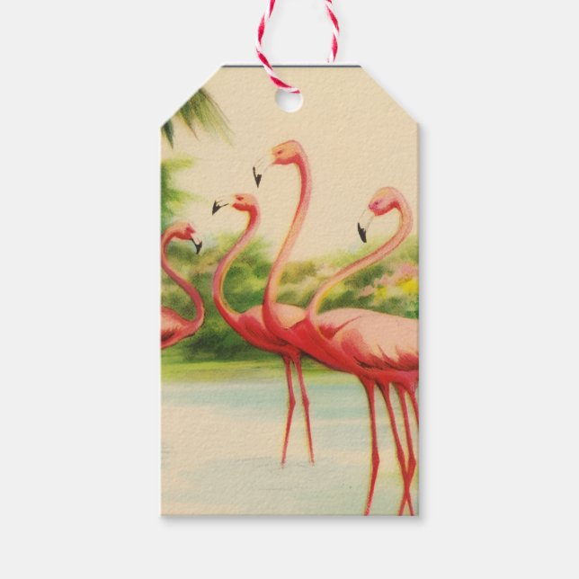 Vintage Flamingos Gift Tags (Front)