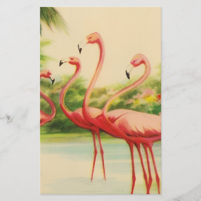 Vintage Flamingos Stationery (Front)
