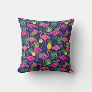 Vintage flamingos, summer elements pattern cushion
