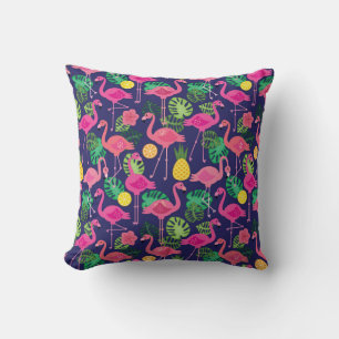 Vintage flamingos, summer elements pattern cushion