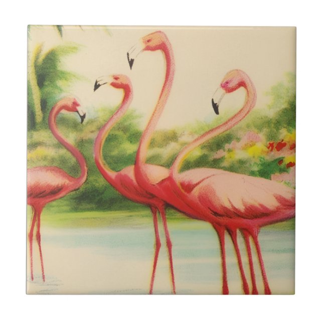 Vintage Flamingos Tile (Front)