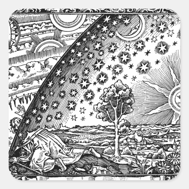 Vintage Flammarion Illustration of Universe Square Sticker (Front)