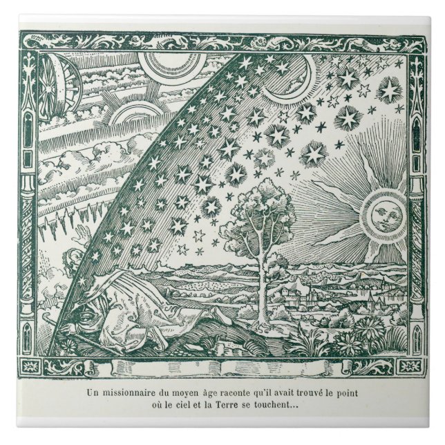 Vintage Flammarion Illustration of Universe Tile (Front)