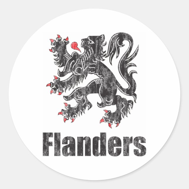 Vintage Flanders Classic Round Sticker (Front)