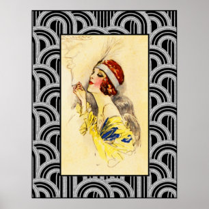 Vintage Flapper Art Deco Poster. Poster