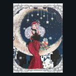 Vintage Flapper Art Deco Woman on Crescent Moon Photo Print<br><div class="desc">Vintage Flapper Art Deco Woman on Crescent Moon</div>