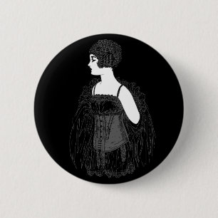 Vintage Flapper Corset 6 Cm Round Badge