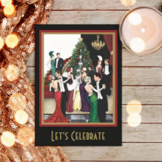 Vintage Flapper Gatsby Holiday Christmas Party Invitation