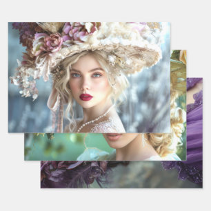 Vintage Flapper Ladies of the South Decoupage  Wrapping Paper Sheet