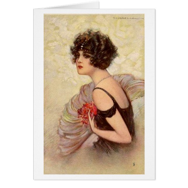 Vintage Flapper with Dark Curls, (Front)