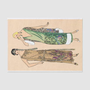 Vintage flapper women, decoupage tissue paper