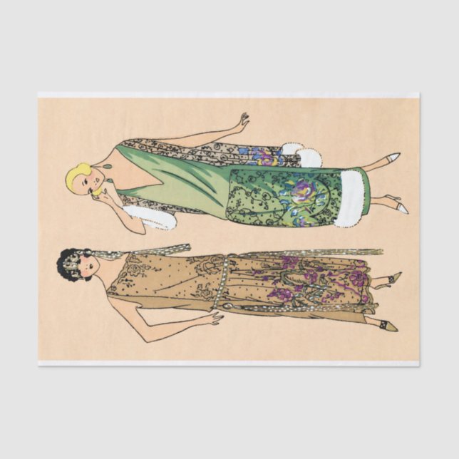 Vintage flapper women, decoupage tissue paper (Front)