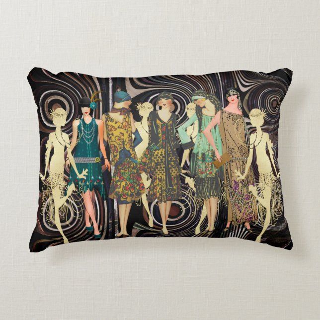 Vintage Flappers Dancing Accent Pillow (Front)
