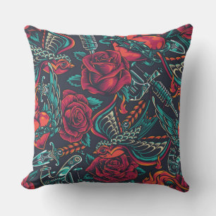 vintage flash tattoos  seamless pattern cushion