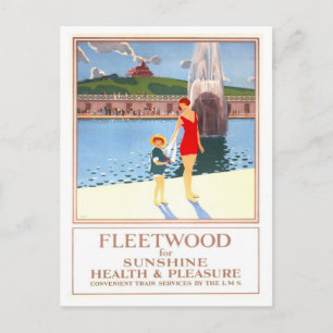 Vintage Fleetwood England Travel Poster Postcard