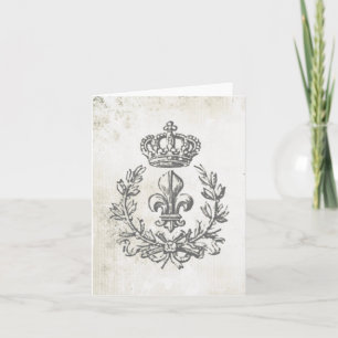 Vintage Fleur de Lis and Crown-notecard Card